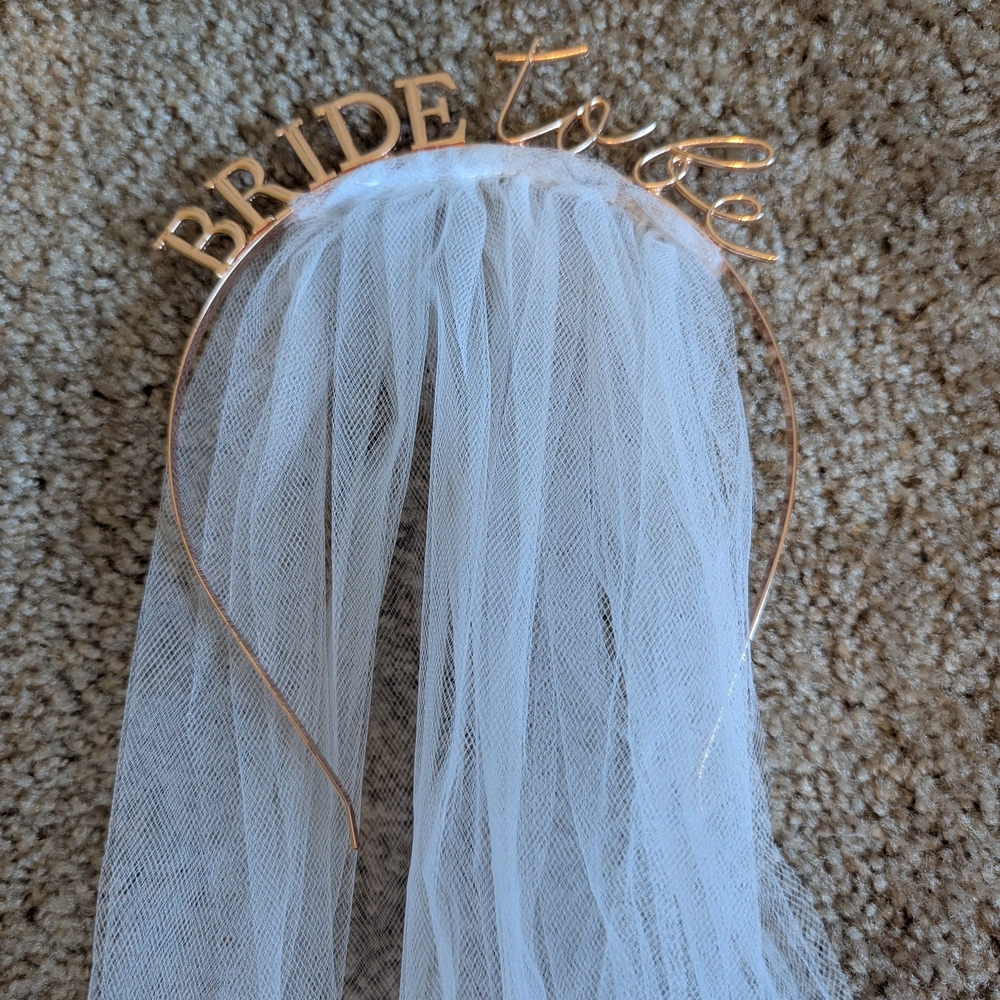 Bride to Be Rose Gold Headband with Veil